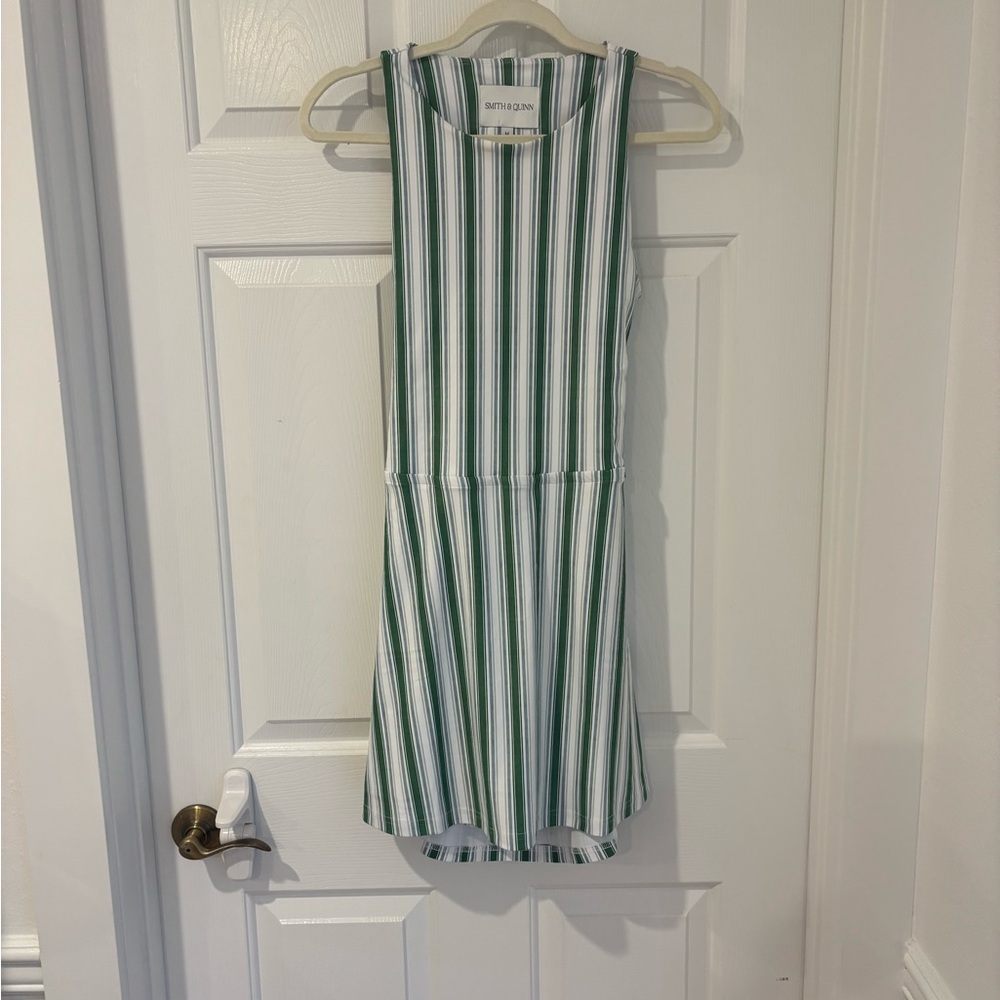 NWOT Smith & Quinn Dress Green and White Striped Sleeveless Dress